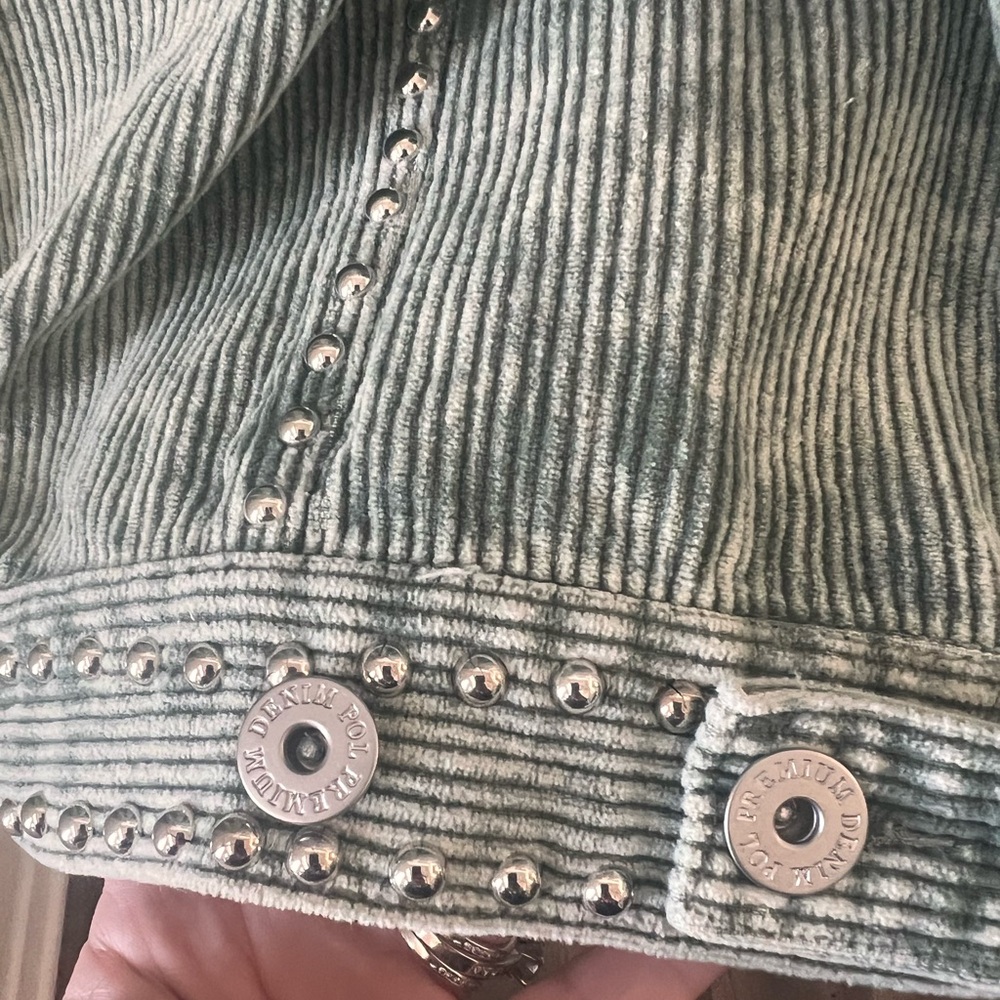 POL Olive Striped Corduroy Jean Jacket - Picture 7 of 7